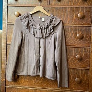 M Anthropologie cozy ruffle neck detail sweater